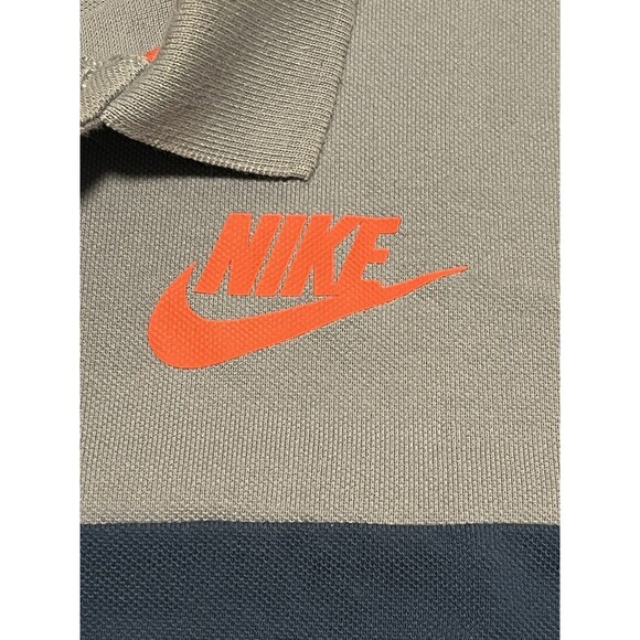 Nike 3 Tone Striped Short Sleeve Polo Shirt Men's Large Blue/Red Color Block - Picture 3 of 8